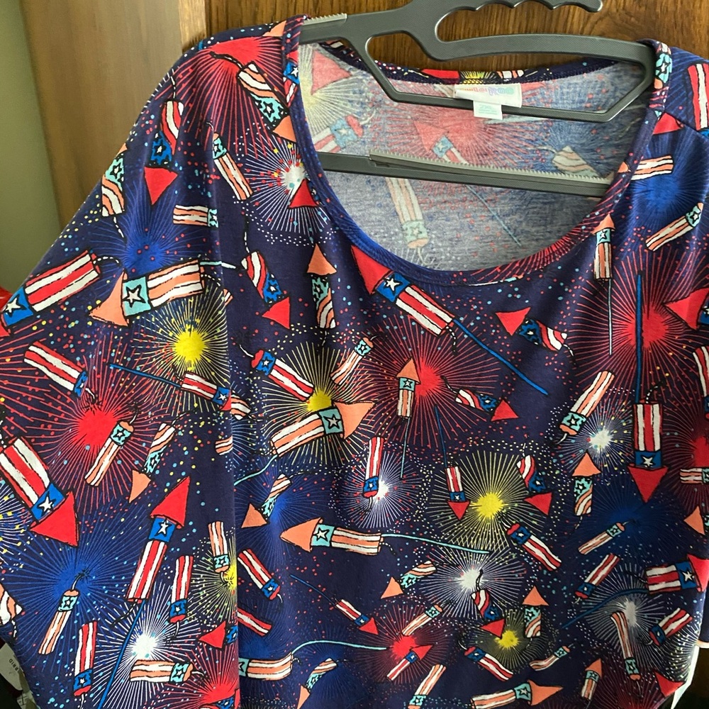 LuLaRoe Fireworks Irma Red, White, & Blue 2XL